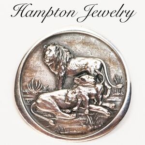 Vintage Silver Lion Brooch